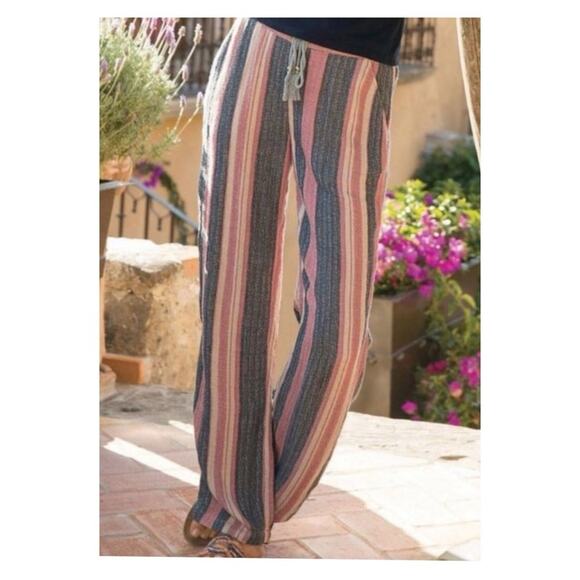 Soft Surroundings Linen Blend Striped Pull On Pants MP - Picture 1 of 6